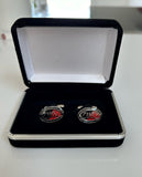 Manschettenknöpfe rot-schwarz/Cufflinks red-black